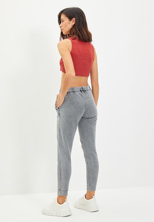 Trendyol - Washed basic jogger knitted sweatpants - anthracite