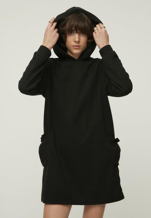 Trendyol - Hooded mini knitted dress - black