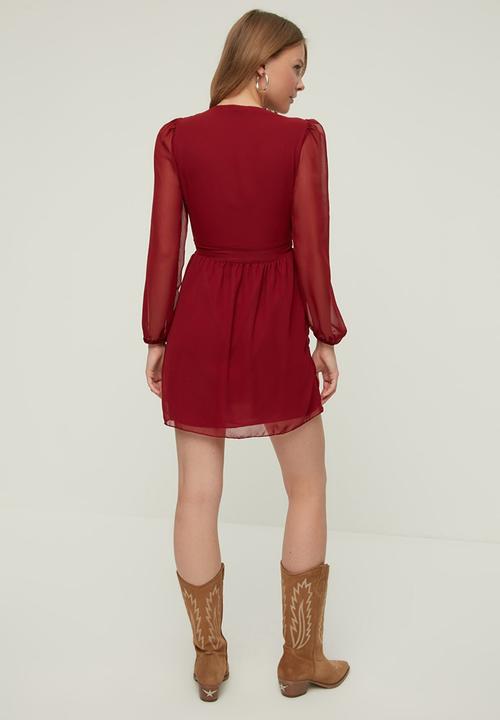 Trendyol - Tie detailed dress - burgundy