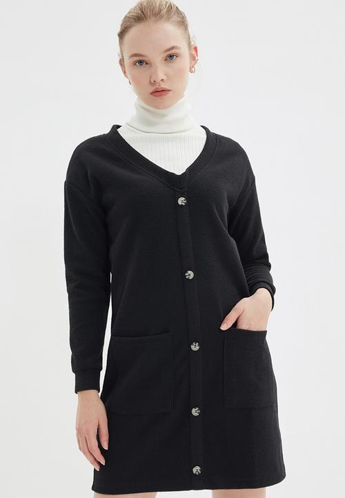 Trendyol - V neck knitted dress - black
