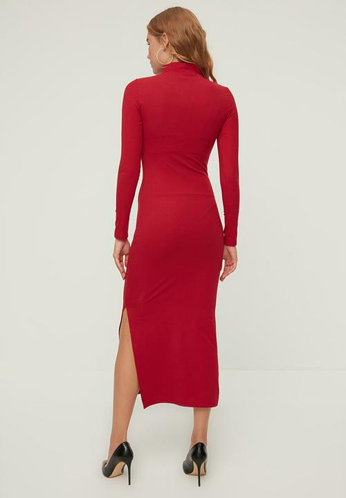 Trendyol - Keyhole knitted dress - red