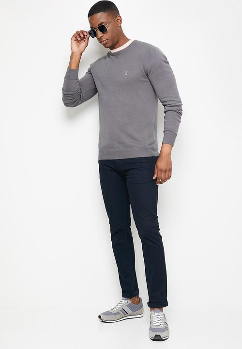 Lark & Crosse - Slim fit crew neck pullover - charcoal