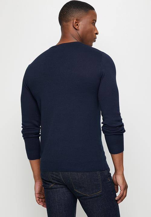 Lark & Crosse - Slim fit crew neck pullover - navy