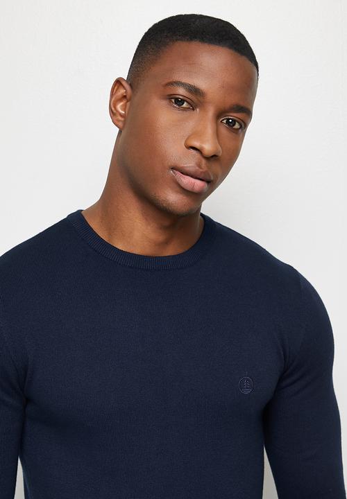 Lark & Crosse - Slim fit crew neck pullover - navy
