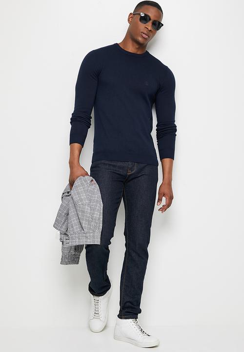 Lark & Crosse - Slim fit crew neck pullover - navy