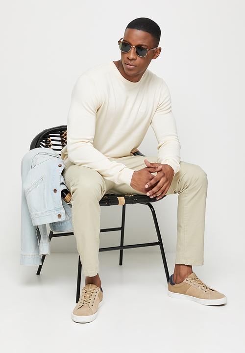 Lark & Crosse - Slim fit crew neck pullover - stone