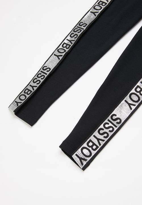 SISSY BOY - Leggings with branded glitter side tapes - black