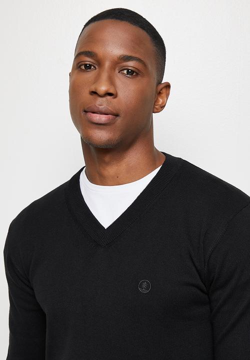Lark & Crosse - Slim fit v-neck pullover - black