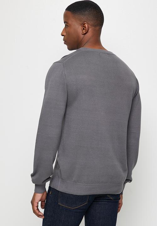 Lark & Crosse - Slim fit v-neck pullover - charcoal