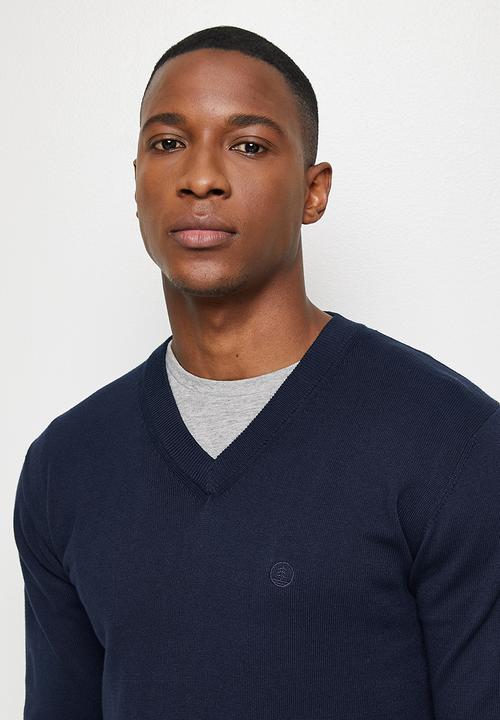 Lark & Crosse - Slim fit v-neck pullover - navy