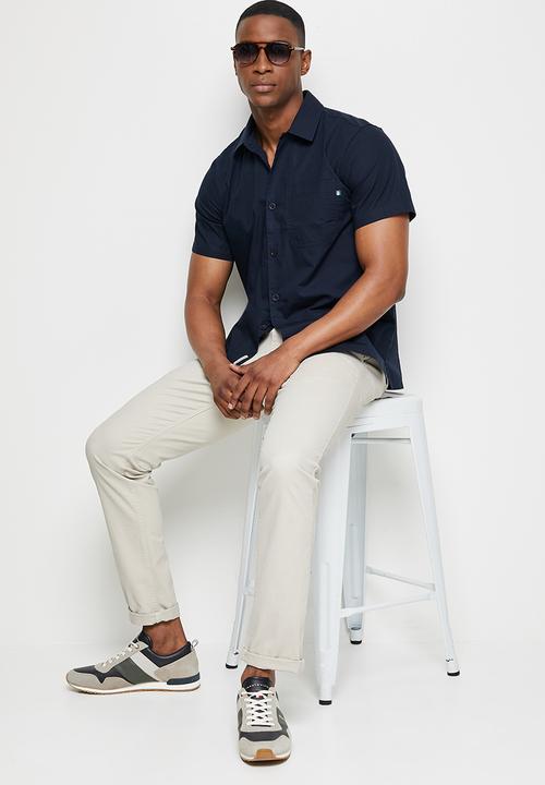 Lark & Crosse - Regular fit oxford short sleeve shirt - navy