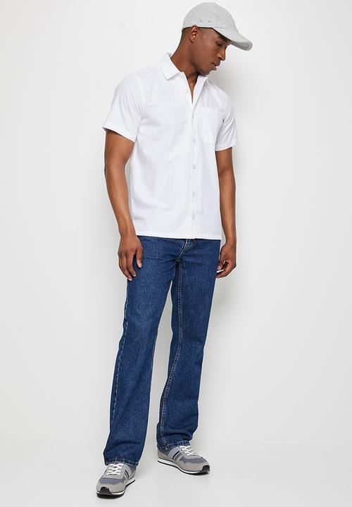 Lark & Crosse - Regular fit oxford short sleeve shirt - white