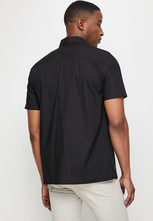 Lark & Crosse - Regular fit oxford short sleeve shirt - black