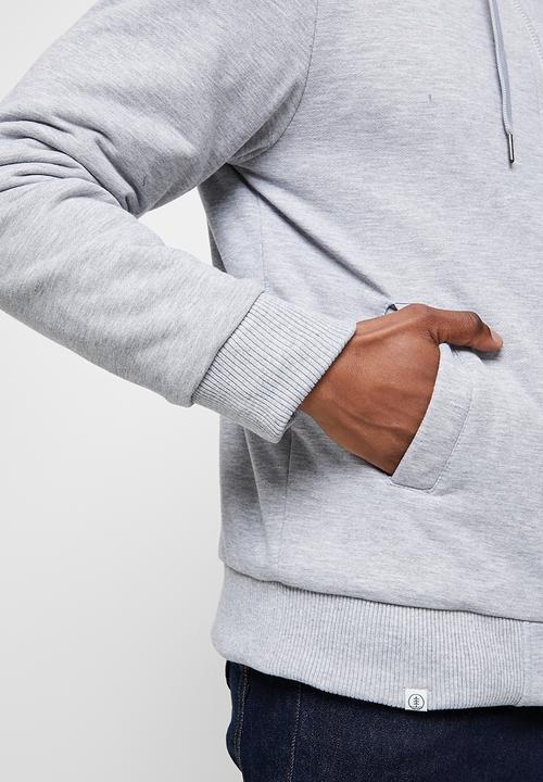 Lark & Crosse - Themba sherpa lined zip through hoodie - grey melange