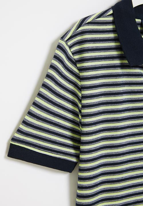 POLO - Boys classic short sleeve golfer - navy & lime 