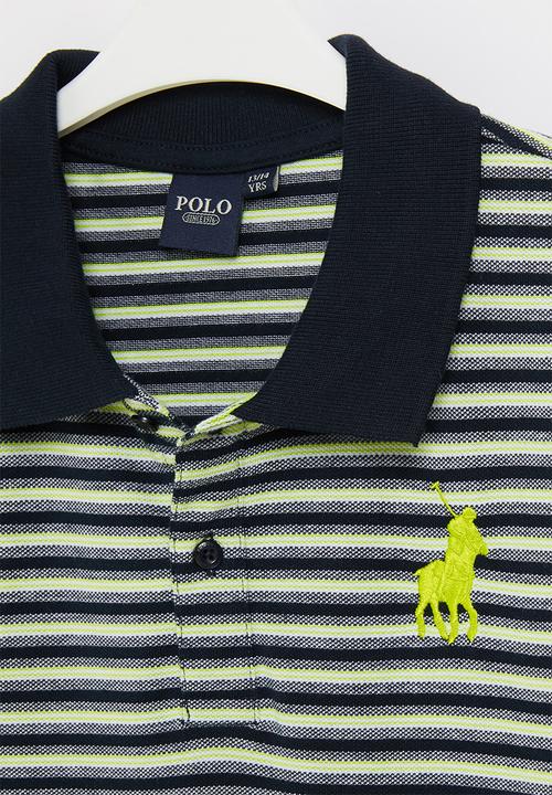 POLO - Boys classic short sleeve golfer - navy & lime 