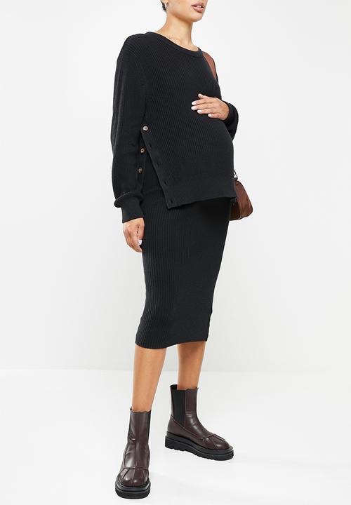 Cotton On - Maternity friendly cotton button side pull over - black