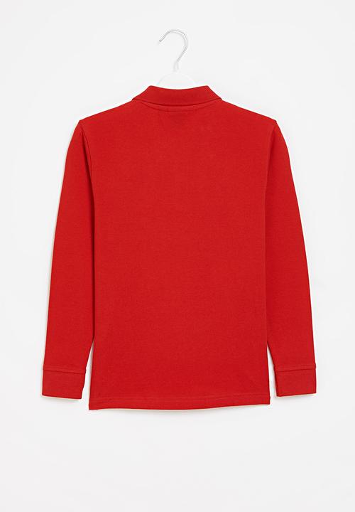 POLO - Boys classic long sleeve golfer - red