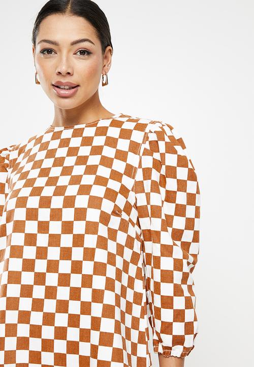 Glamorous - Puff sleeve dress - tan