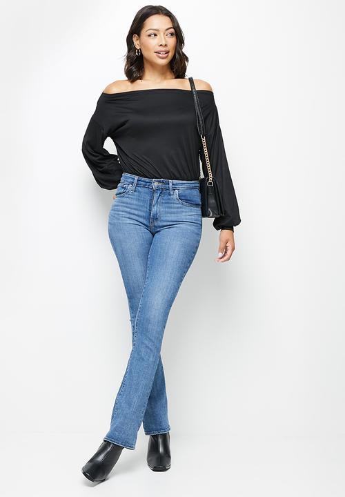 MILLA - Warm handle slash neck bodysuit -black