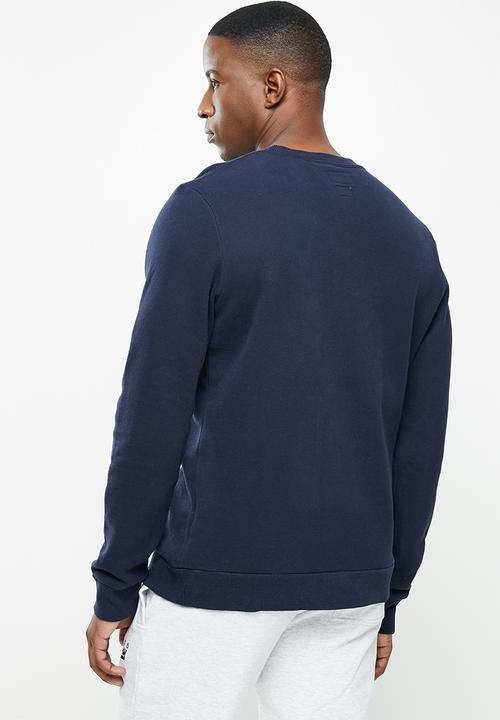 Superdry. - Script style col crew - nautical navy