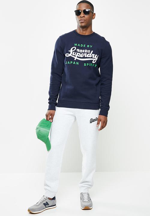 Superdry. - Script style col crew - nautical navy