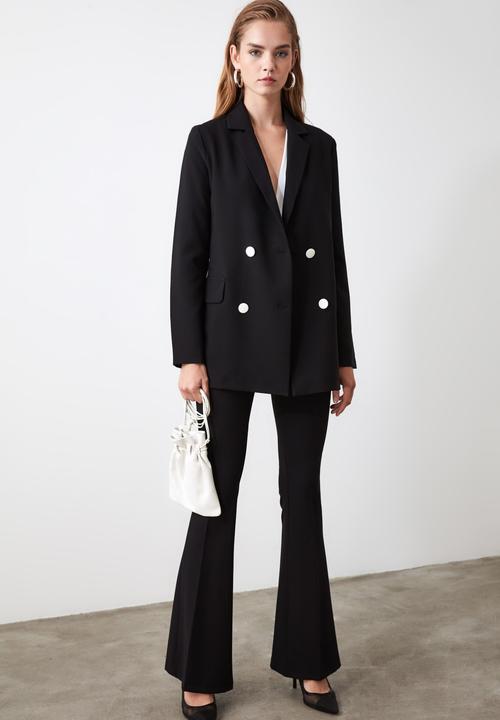 Trendyol - Button detailed blazer jacket - black