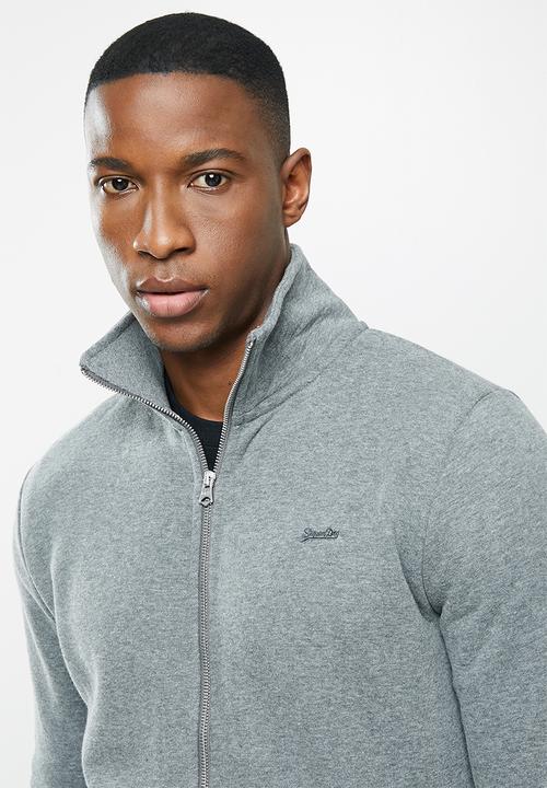 Superdry. - Vintage logo emb zip track - charcoal