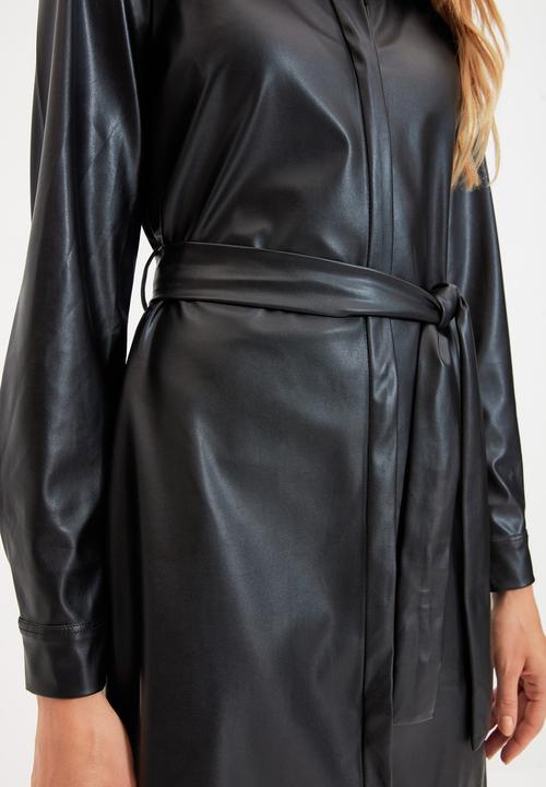 Trendyol - Leather look dress - black