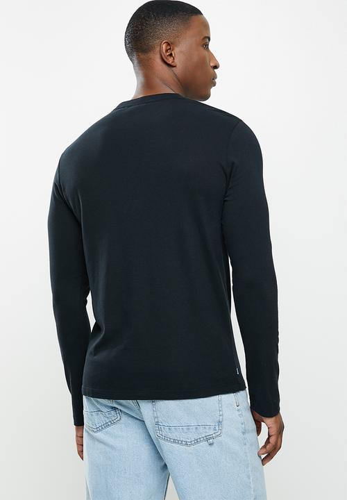 Superdry. - Vintage logo emb long sleeve top - black