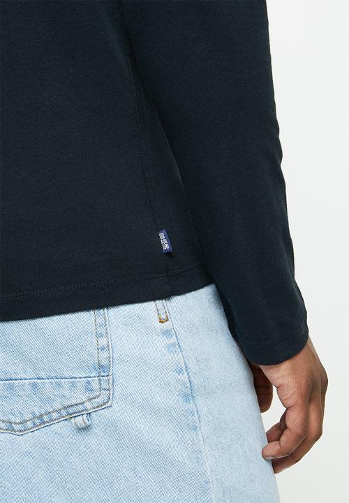 Superdry. - Vintage logo emb long sleeve top - black