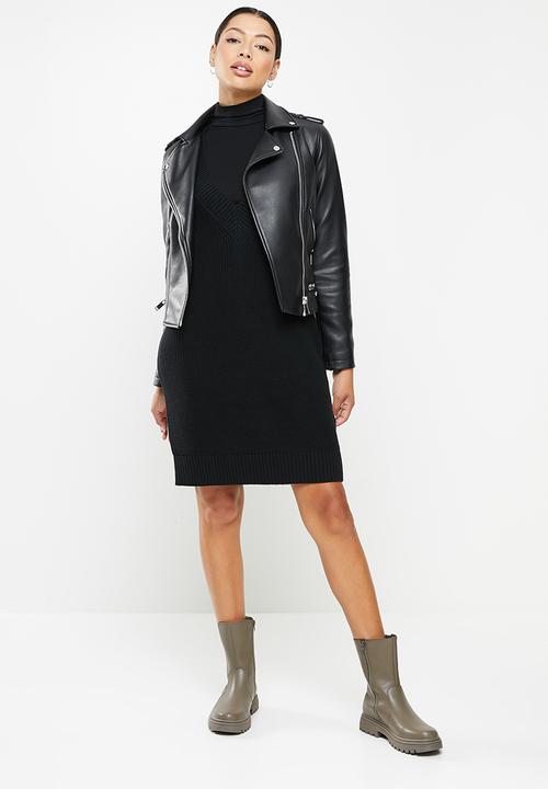 Glamorous - V-neck jumper dress - black