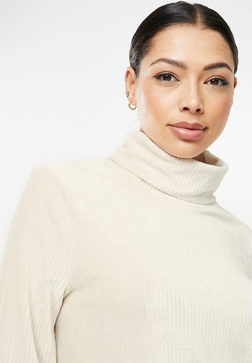 Glamorous - Ladies top - cream verlour rib