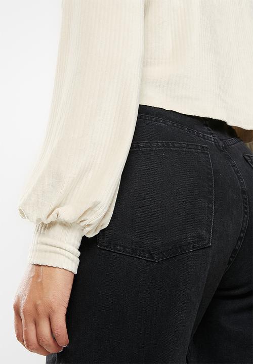 Glamorous - Ladies top - cream verlour rib
