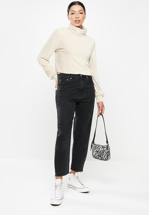 Glamorous - Ladies top - cream verlour rib