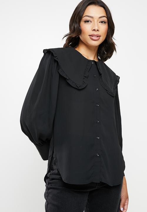 ONLY - Petunia long sleeve collar top - black