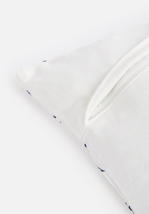Sixth Floor - Emb cushion cover  - white & navy