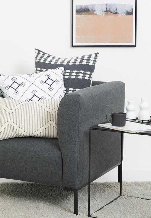Sixth Floor - Emb cushion cover  - white & navy