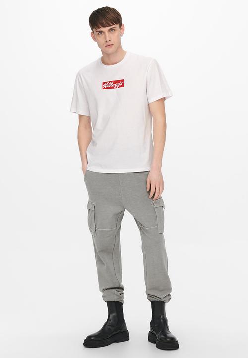 Only & Sons - Onskelloggs reg short sleeve logo tee - white