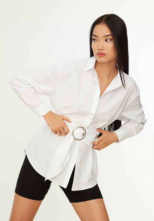 Trendyol - Buckle detailed shirt  - white