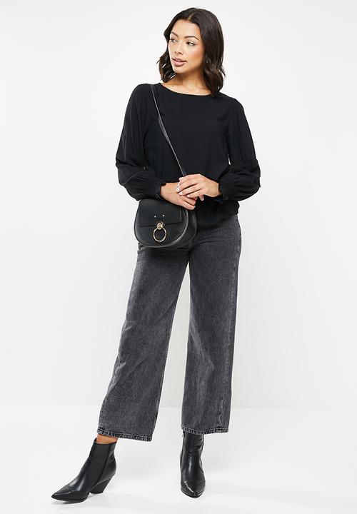 ONLY - Nova life long sleeve ida smock top - black