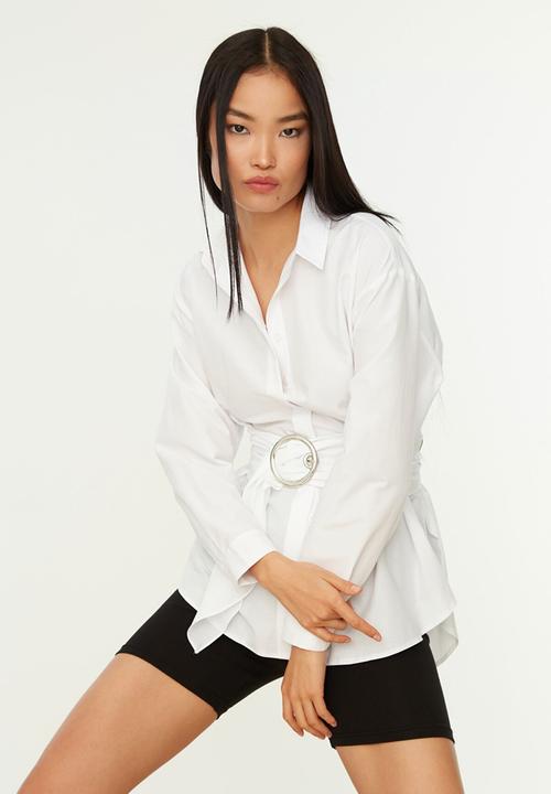 Trendyol - Buckle detailed shirt  - white