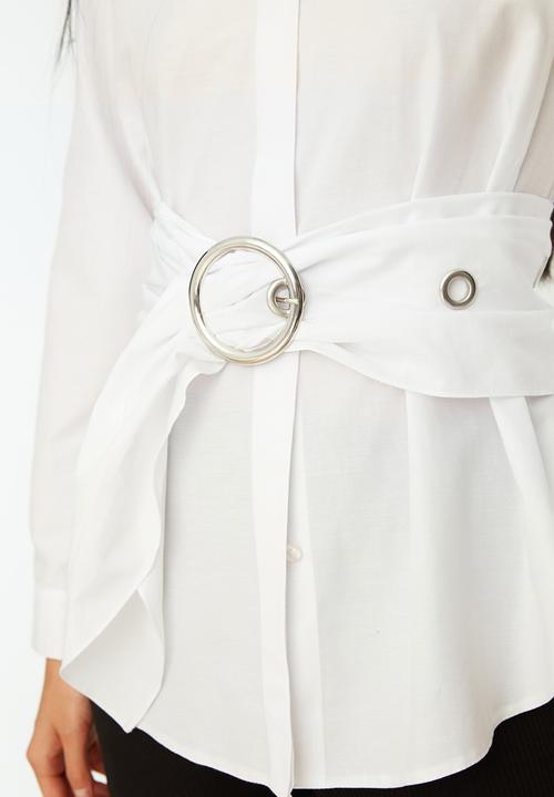 Trendyol - Buckle detailed shirt  - white
