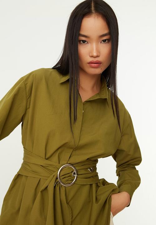Trendyol - Buckle detailed shirt  - khaki