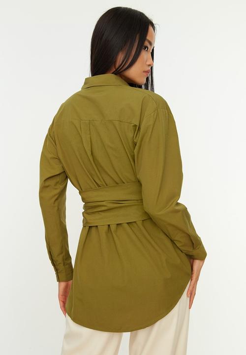 Trendyol - Buckle detailed shirt  - khaki