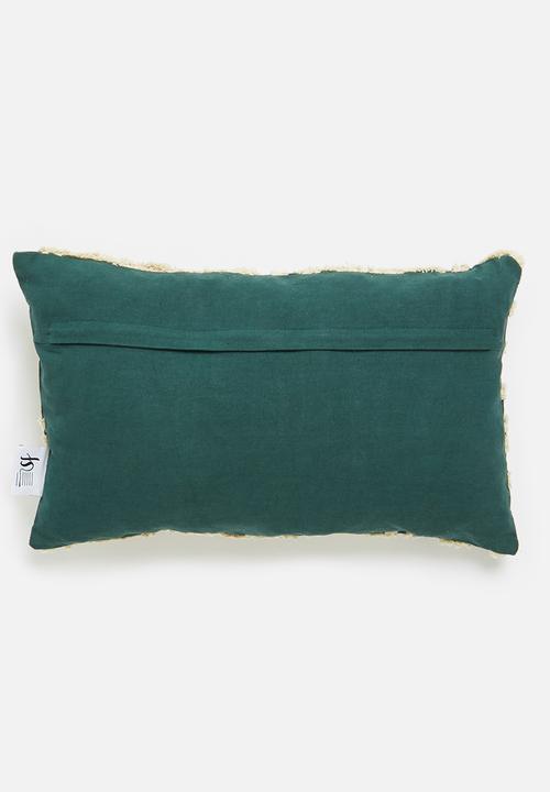 Sixth Floor - Tufted cushion cover  - emerald & stone