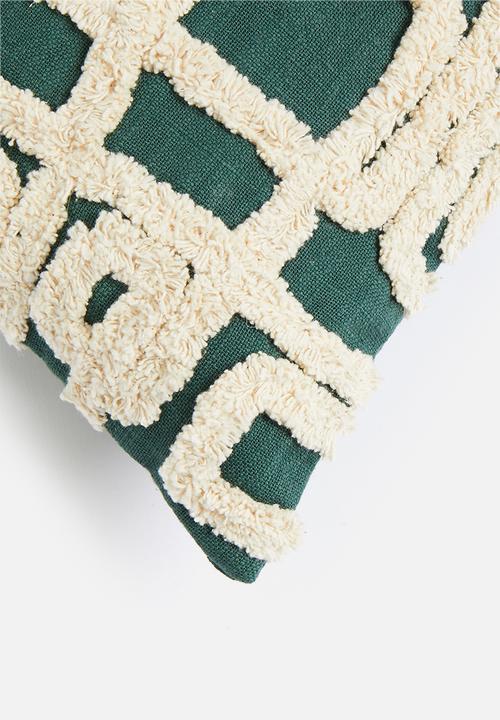 Sixth Floor - Tufted cushion cover  - emerald & stone