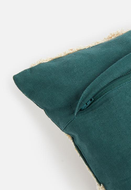 Sixth Floor - Tufted cushion cover  - emerald & stone