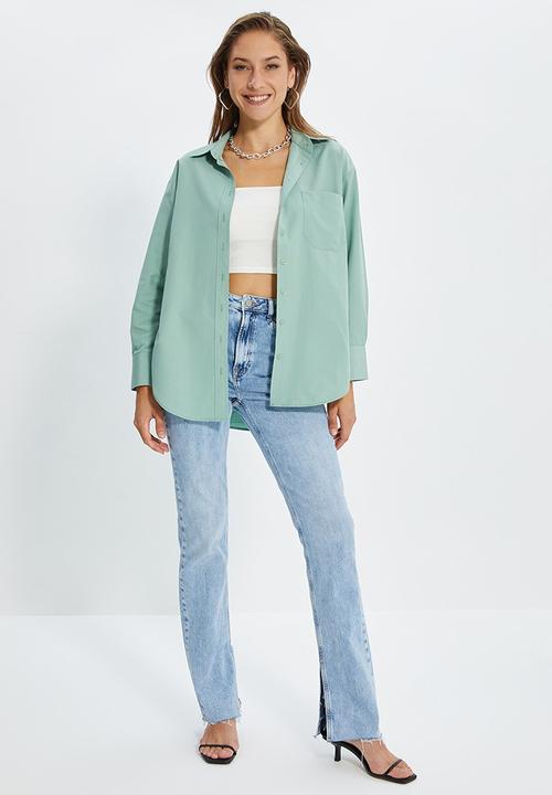 Trendyol - Boyfriend shirt - mint