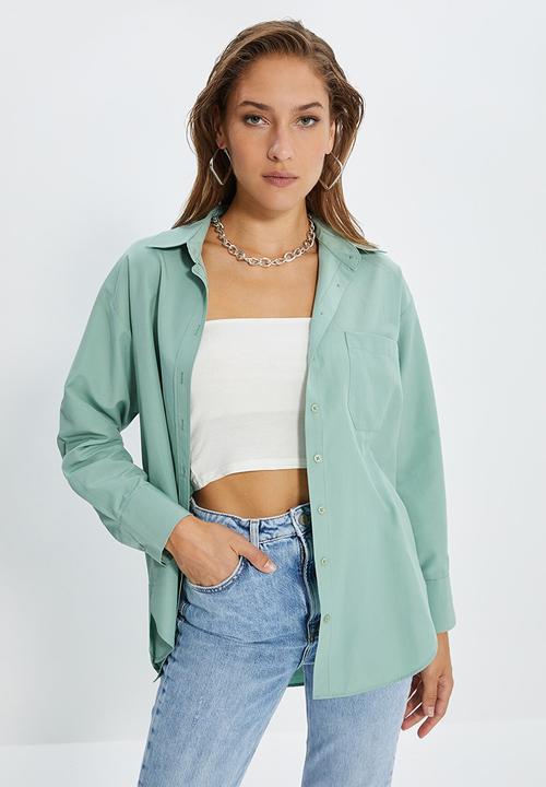 Trendyol - Boyfriend shirt - mint